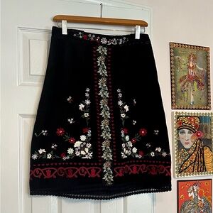 Gorgeous Embroidered Skirt with Folklore Flower Art Design - Size 6